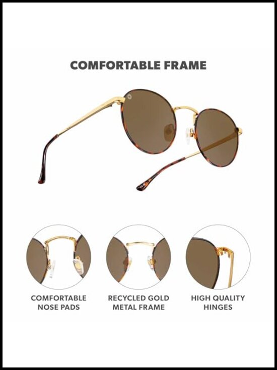 Round Polarized Sunglasses with UV Protection Stainless Steel Frame main image 5
